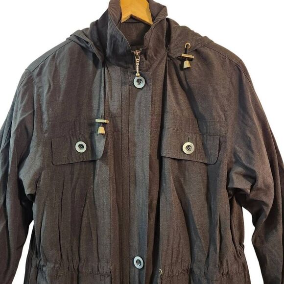 Vintage Charles Klein Rayon blend jacket removable hood black XS - Picture 2 of 7